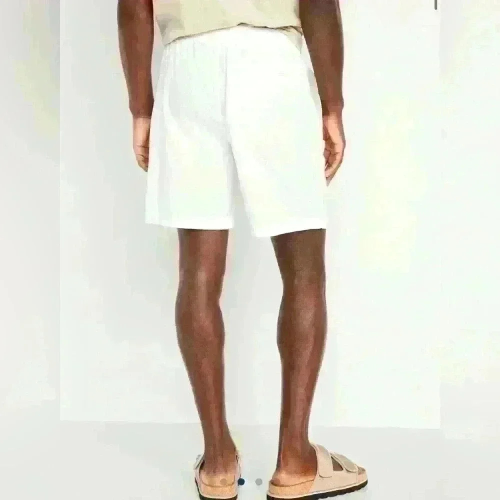 Old Navy Men’s Textured Jogger Shorts White New Without Tags Small - Picture 2 of 8